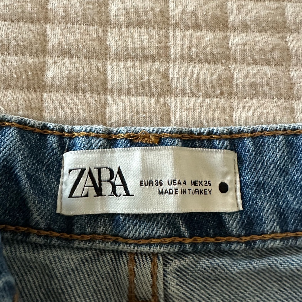 Zara Blue Distressed Jean Shorts - Picture 2 of 4